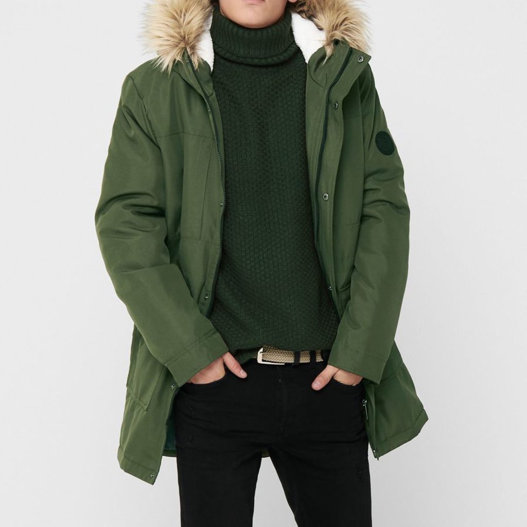 کاپشن مردانه اونلی اند سانز مدل LONG PARKA 002